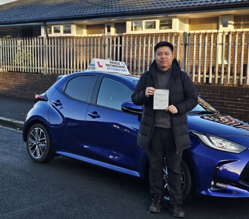 Kai from Liverpool after passing his test at Upton